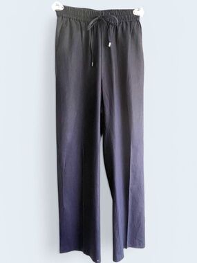 Zara Navy Blue Linen/Viscose Straight Leg Pants Size XS